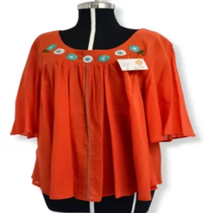 Blusa Holgada Con Bordado A Mano