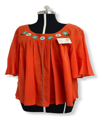 Blusa Holgada Con Bordado A Mano